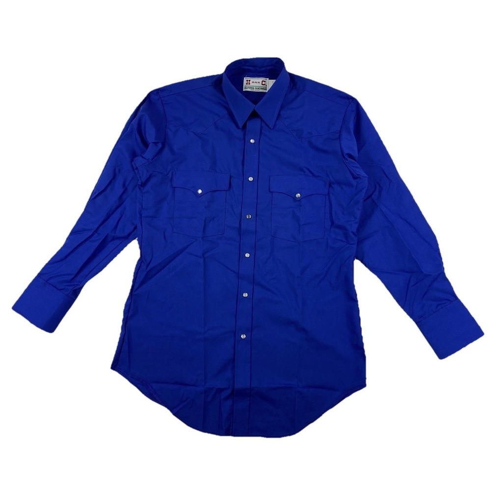 Vintage H Bar C Ranchwear Western Pearl Snap Shirt Men's 15 33 Blue USA‎